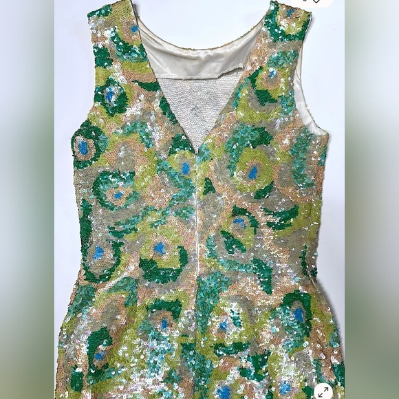 Black Tie Vintage 1990s Pastel Elegant Sequin Dress PTP 18 Size Small EUC - Picture 3 of 6